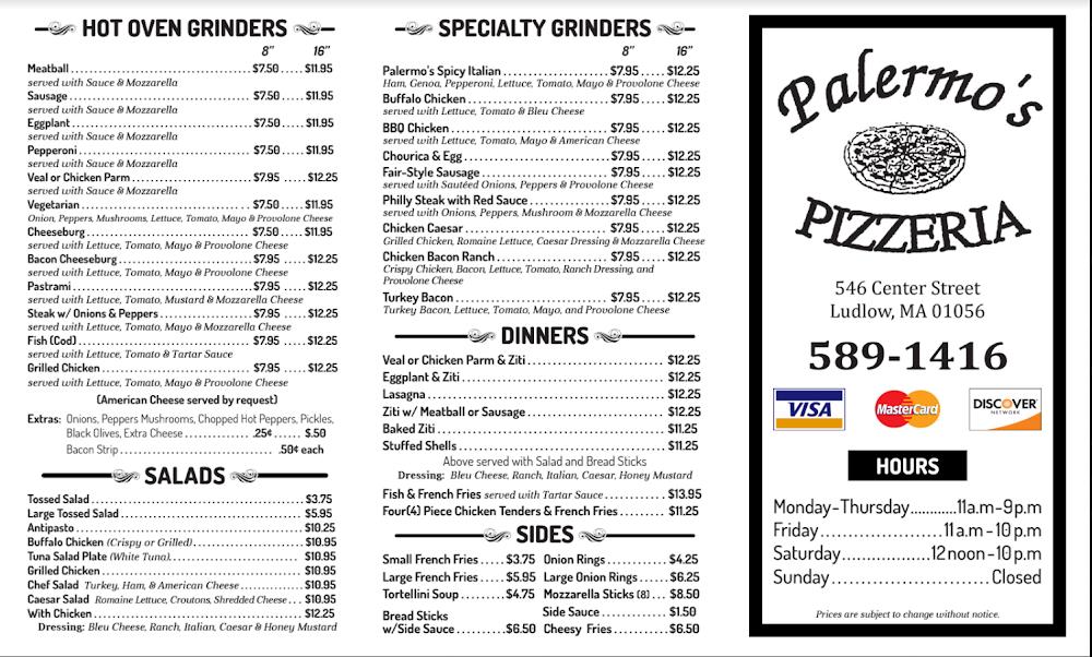 Palermo's Pizzeria Menu image 1